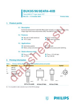 BUK954R4-40B,127 datasheet  